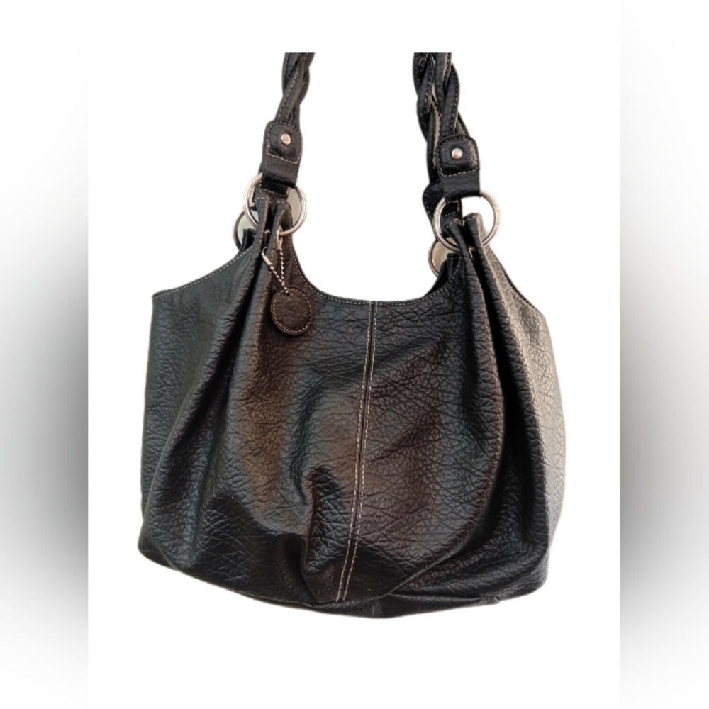 Elegant Black Faux Leather Tote Bag